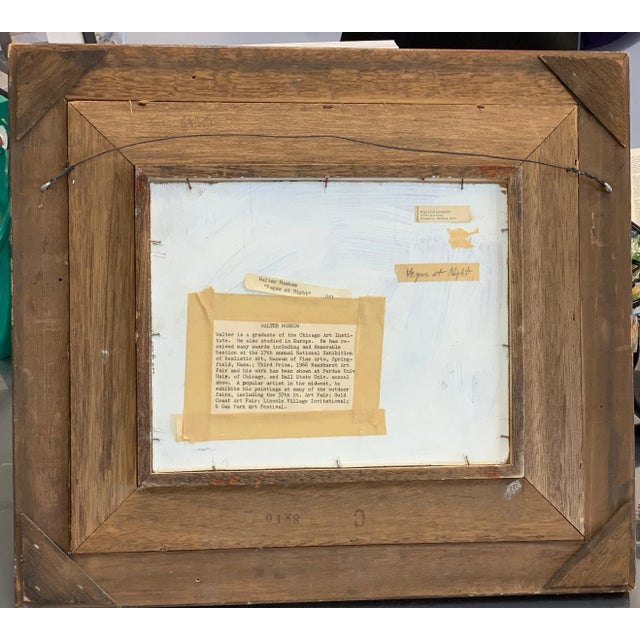 Illinois Artist Walter Moskow Nude "Vegas at Night" Oil on Board For Sale - Image 10 of 12