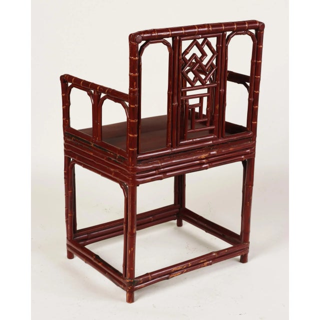 Chinese Early 20th Century Chinese Brighton Pavilion-Style Bamboo Armchairs- a Pair For Sale - Image 3 of 8