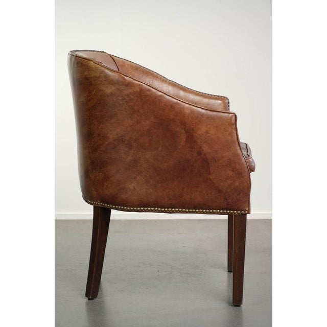 Desk Chair In Cognac-colored Cowhide Leather For Sale - Image 3 of 12