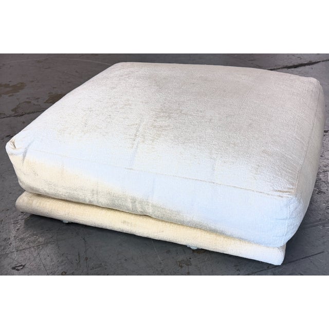 Montauk "Jill" Modular Sofa in Cream Off-White Velvet With Chaise, Chair and Ottoman For Sale - Image 11 of 13