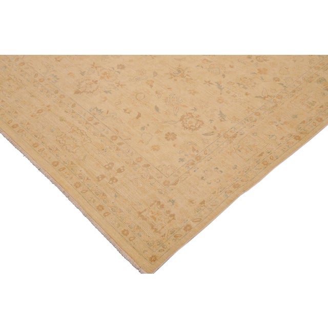 Shabby Chic Ziegler Beige Brown Hand-Knotted Wool Rug - 9'2'' X 12'3'' For Sale - Image 4 of 8