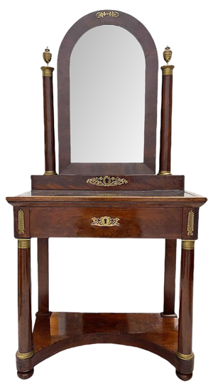 19th Century French Ormolu Mounted Empire Dressing Table with Inlaid Marble Top