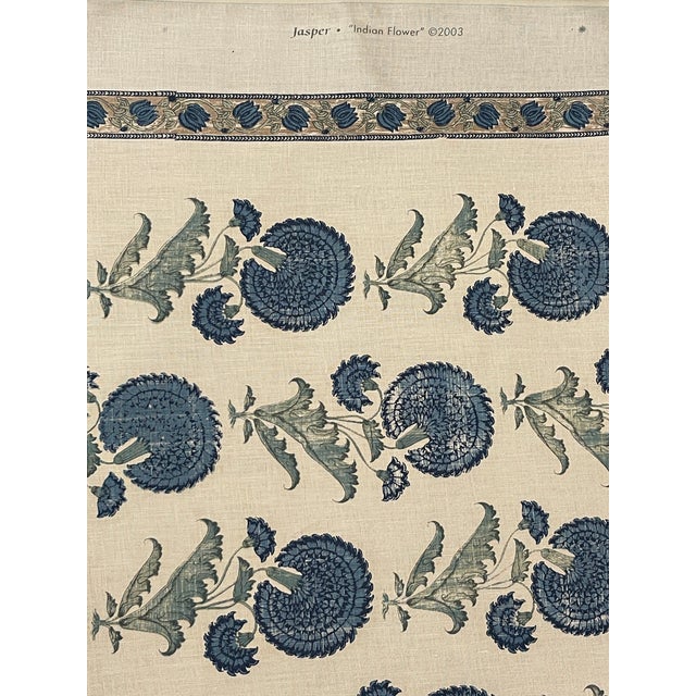 Jasper “Indian Flower” Blue Fabric | Chairish