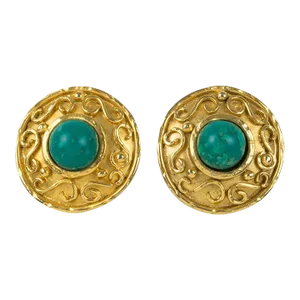 Edouard Rambaud Paris Pair of Clip Earrings With Turquoise Resin Cabochon