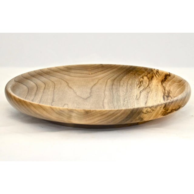 Farmhouse Round Hand Turned Myrtle Wood Tray For Sale - Image 3 of 7