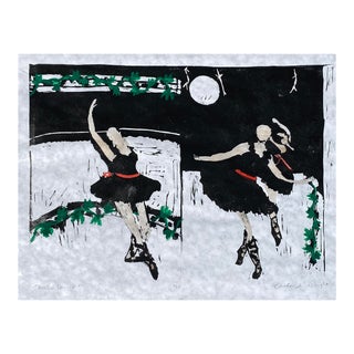 1990s Kudzu Dancer Ballet Woodblock Print For Sale