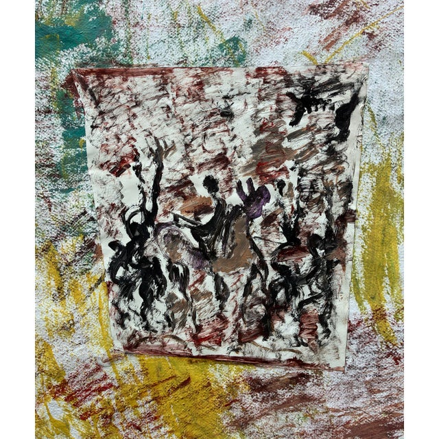 American Purvis Young (American, 1943–2010) – Untitled (Equestrian Procession & Haloed Figures), Mixed Media & Collage on Rag Paper, C. 1990s For Sale - Image 3 of 10