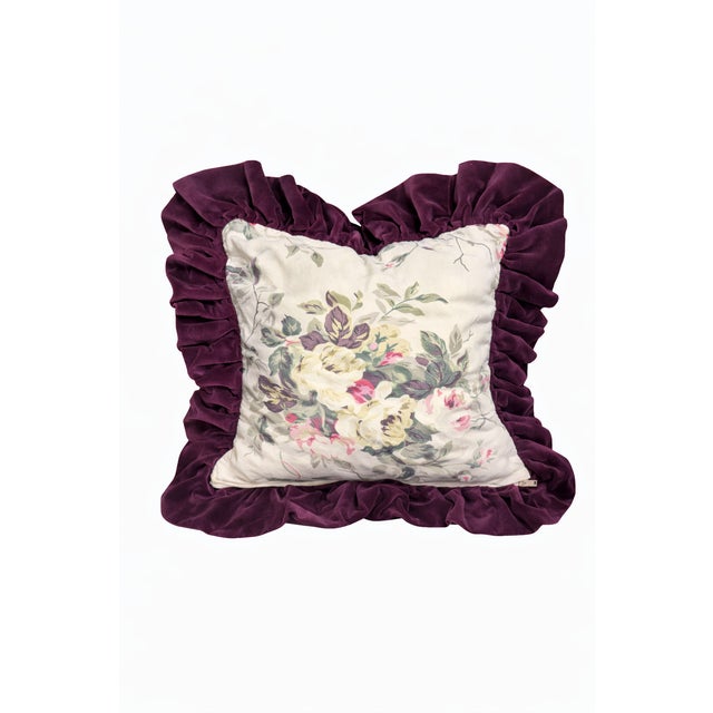 Romantic pair of vintage floral pillow covers in the spirit of 1990s Ralph Lauren Home. Each cover features a soft...