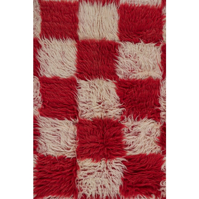 1950s 1950s Vintage Square Tulu Rug With Checkered Geometric Patterns For Sale - Image 5 of 7