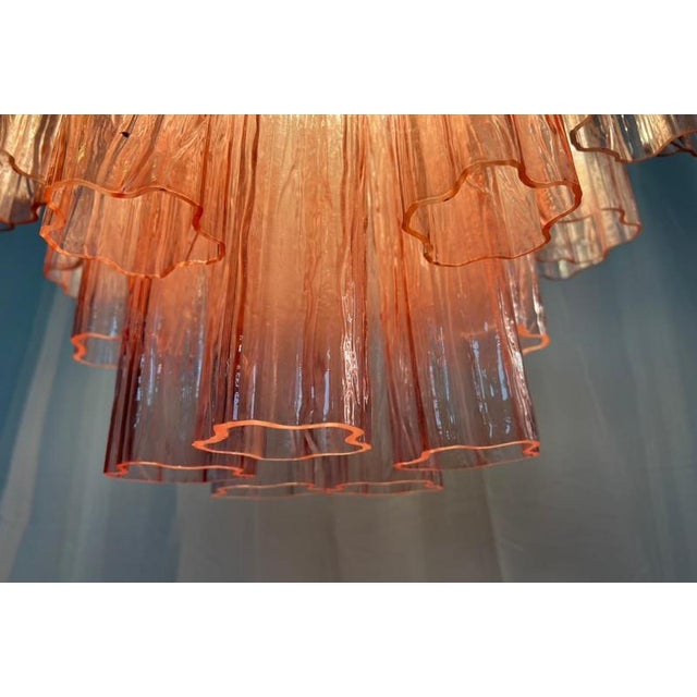 Pink Glass Tube Chandelier, Murano, 1970s For Sale - Image 12 of 18