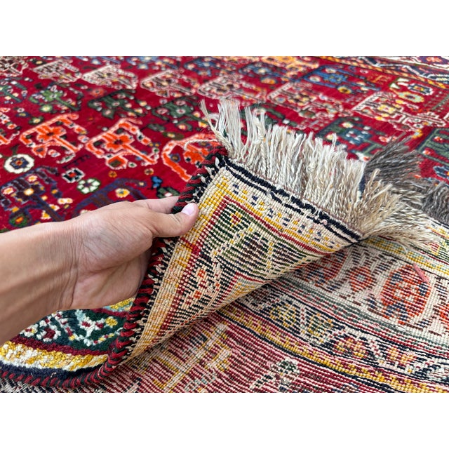Red Shiraz Boteh Hand-Knotted Wool Rug - 8'1" X 5'6" For Sale - Image 12 of 12