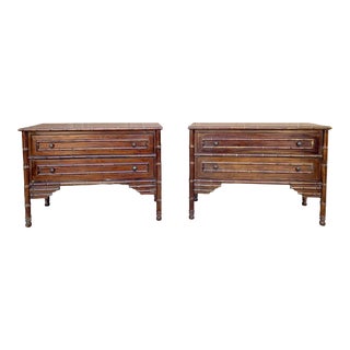 Vintage Chinoiserie Bamboo Nightstand - a Pair For Sale