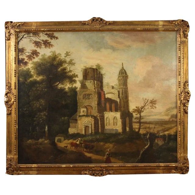 French Artist, Landscape, 1770, Oil on Canvas, Framed For Sale