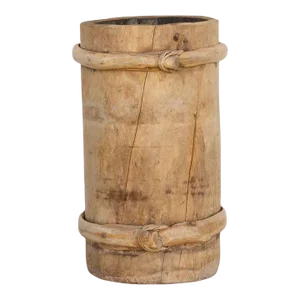 Tall Rustic Wood & Bamboo Vase
