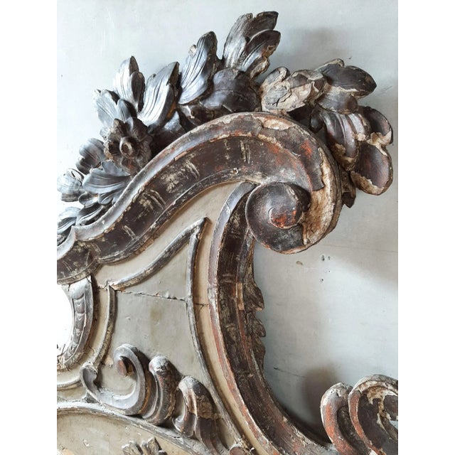 Wood Large Rococo Carved Wood Supra Porte Ornament, Italy, 1700s For Sale - Image 7 of 10