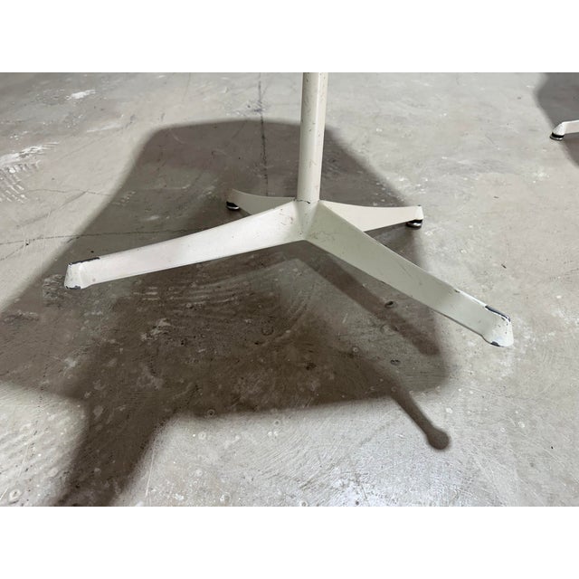 Mid Century Modern Space Age Dining Chairs designed by Richard Schultz for Knoll, circa 1960’s. White frames with blue...