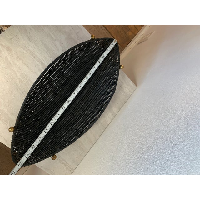 Mid 20th Century MidCentury Wicker Basket on Iron & Brass Ball Stand