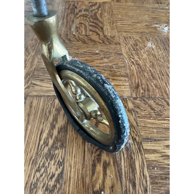 Mid-Century Modern Mid 20th Century Brass, Steel, and Glass Bar Cart For Sale - Image 3 of 3