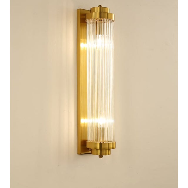 Metal Vintage Crystal Sconce in Brass and Crystal, 1940s For Sale - Image 7 of 7