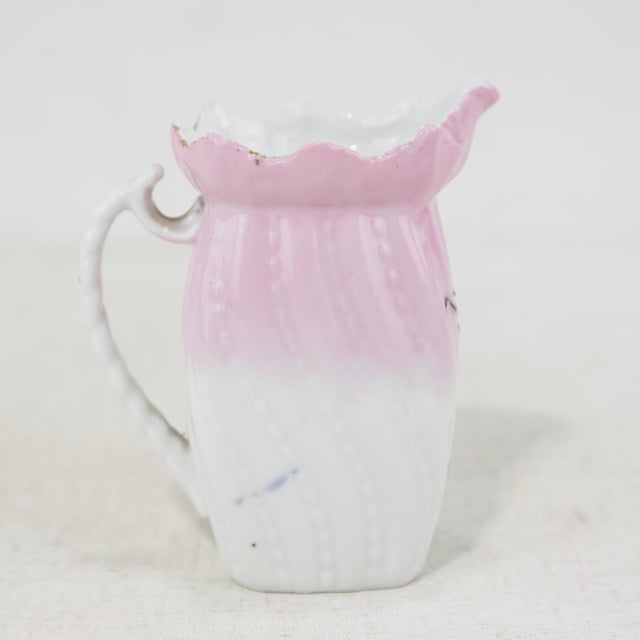 Victorian Vintage Victorian Hand-Painted Porcelain Mugs & Pitcher Set – Unique Floral & Landscape Designs For Sale - Image 3 of 10