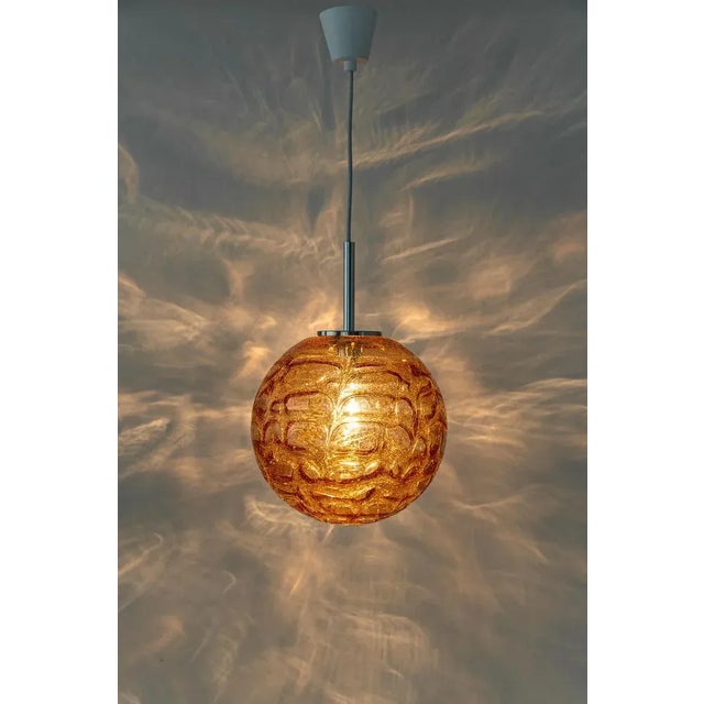 German Pink Murano Ball Pendant Light from Doria, 1970s For Sale - Image 4 of 10