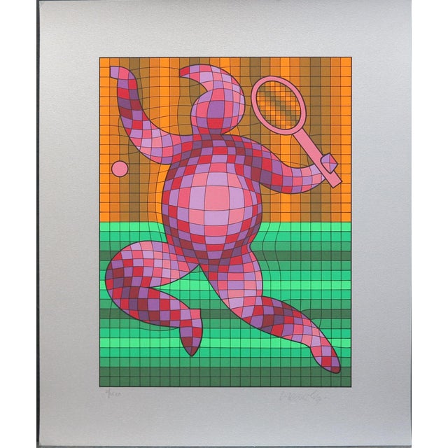 Op Art Vintage Victor Vasarely Tennis LTD Serigraph, Hand Signed Op Art For Sale - Image 3 of 8