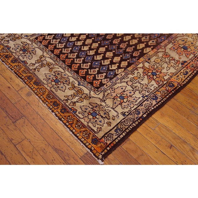 1930s 1930s Brown Paisley Traditional Antique Persian Malayer Rug 4' X 6'5" Handknotted Wool Carpet For Sale - Image 5 of 6