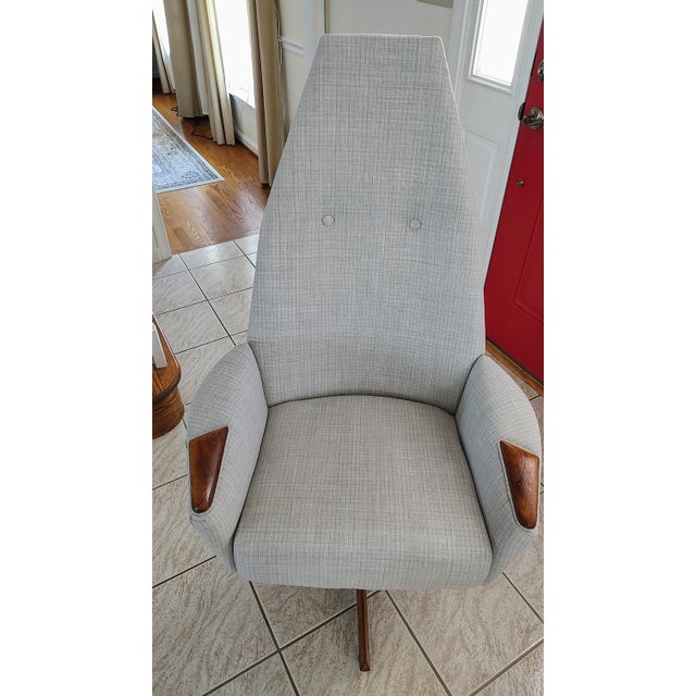 Wood 1960s Adrian Pearsall Swivel High Back Lounge Chair For Sale - Image 7 of 12