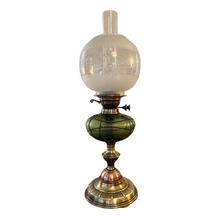 Antique Victorian Copper and Brass Oil Table Lamp, 1860 For Sale