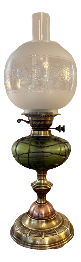 Antique Victorian Copper and Brass Oil Table Lamp, 1860