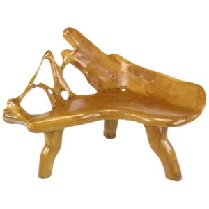 Organic Form Three-Leg Boomerang Teak Root Bench
