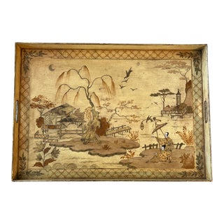Vintage English Chinoiserie Tole Tray For Sale