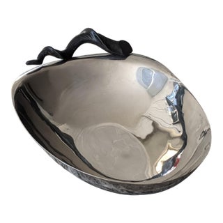 Michael Aram Silver Catchall Bowl With Black Impala Horn Handle For Sale