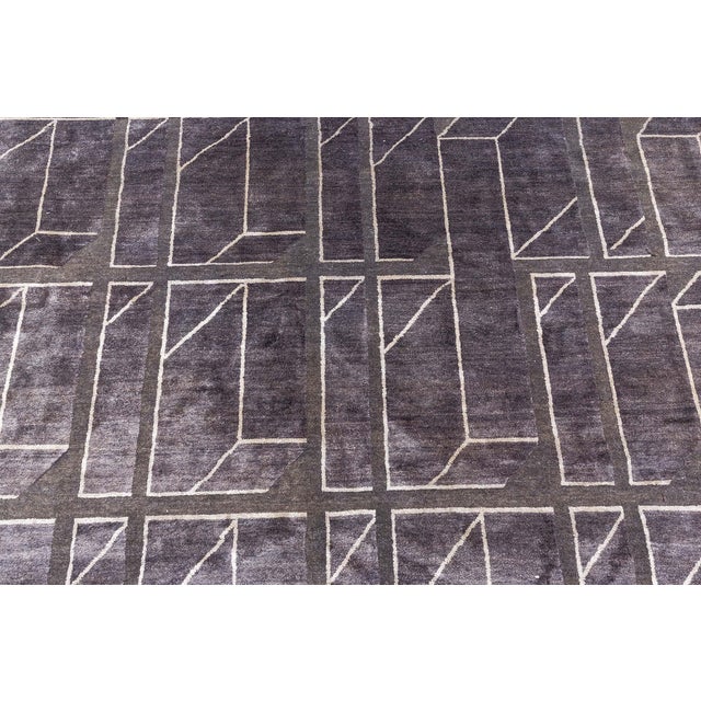 Modern Geometric Oversized Slate Gray Silk Rug "Vantage" by Doris Leslie Blau For Sale - Image 9 of 9