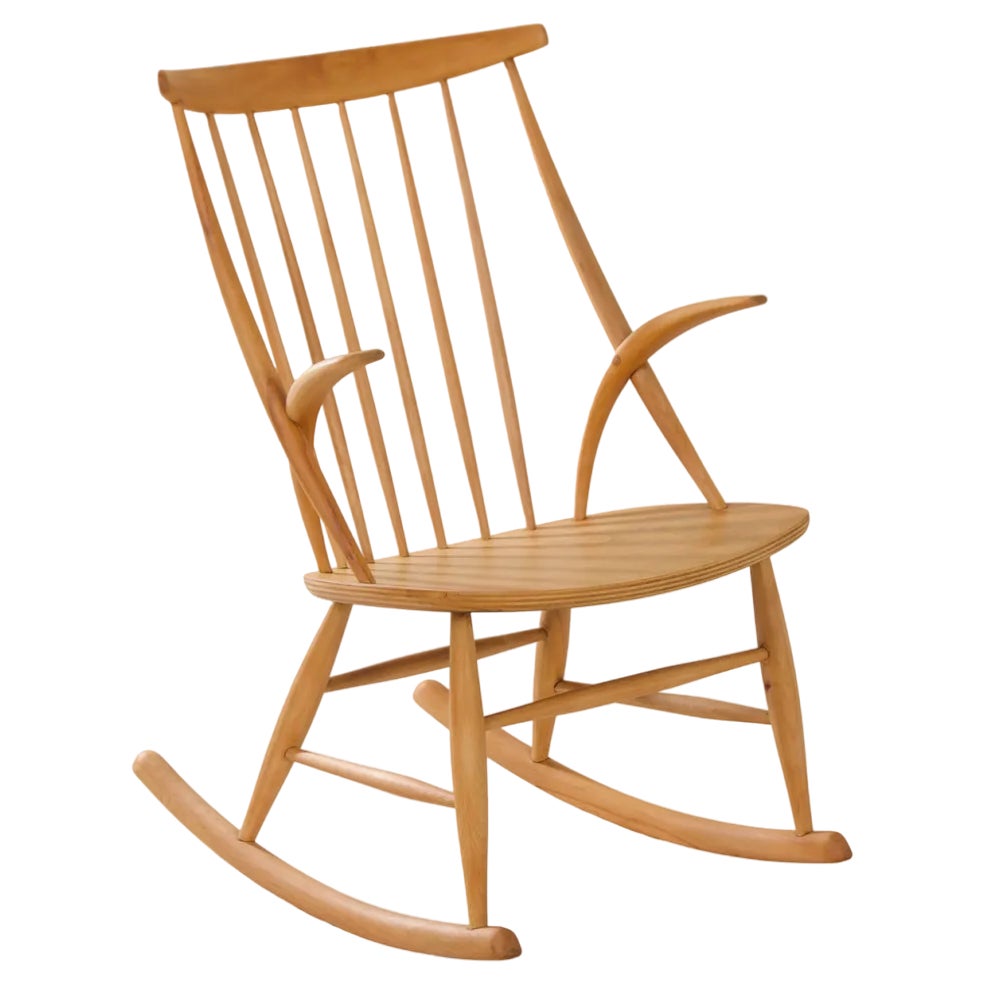 Danish Beech Rocking Chair by Illum Wikelso for Niels Eilsen, 1960s ...