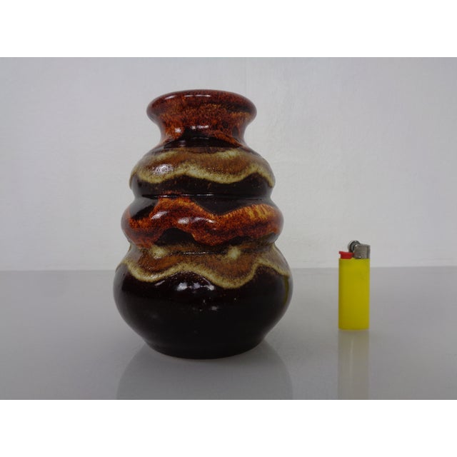 Lava ceramic vase with exceptionally beautiful glaze by Dümler & Breiden in very good condition. Inscription on the...