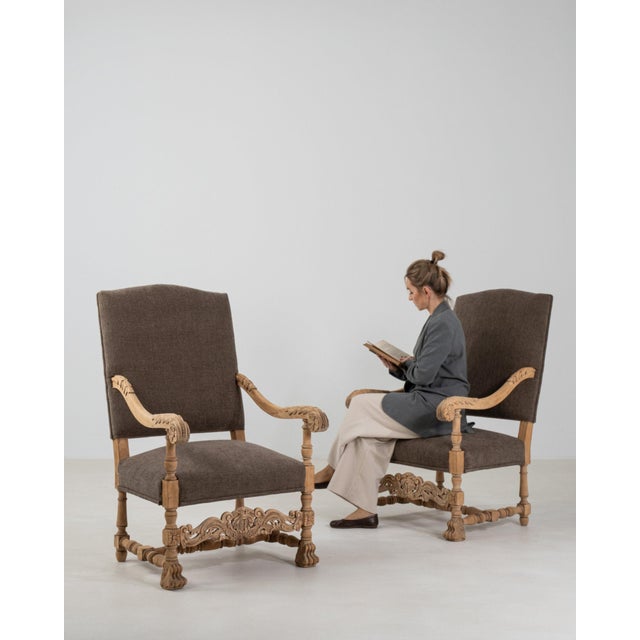 This piece makes its impression through natural oak, foliate scroll motif. It was made in France during 19th Century, a...