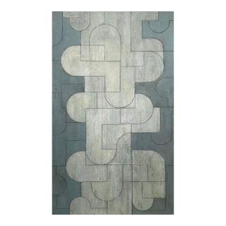 Contemporary Geometric, Abstract Oil and Cold Wax Painting, Neutral Palette by Stephen Cimini For Sale