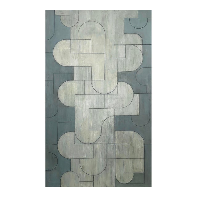 Contemporary Geometric, Abstract Oil and Cold Wax Painting, Neutral Palette by Stephen Cimini For Sale