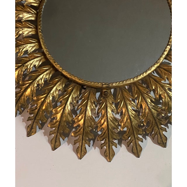 Vintage Italian Gilded Sunburst Mirror, 1960s For Sale - Image 10 of 18