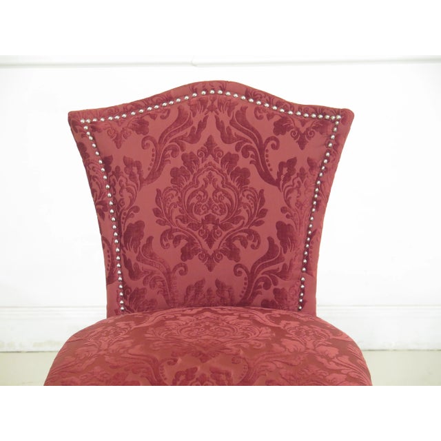 Art Deco Style Damask Print Upholstered Side Chair For Sale - Image 4 of 9