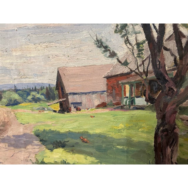Forest Green Vintage Impressionist Landscape Painting For Sale - Image 8 of 9