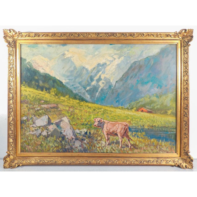 Cesare Bentivoglio, Mountain Landscape, 1920s, Oil on Canvas For Sale - Image 12 of 18