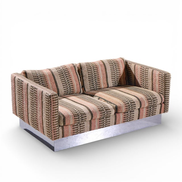 Milo Baughman for Thayer Coggin Chrome Settee Loveseat Sofas - Pair For Sale - Image 12 of 13