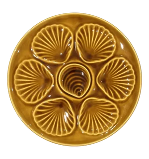 Mid 20th Century French Oyster Plate - Ochre Glaze