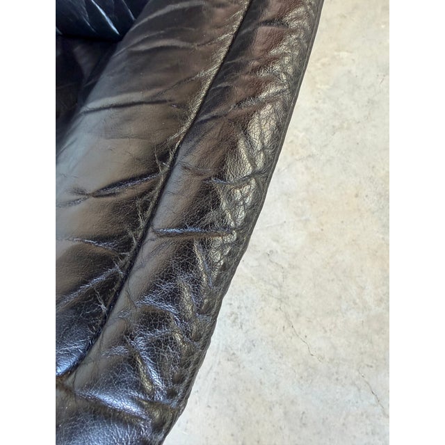 Black Vintage Norwegian Ekornes Stressless Black Leather Recliner Lounge Chair With Ottoman For Sale - Image 8 of 12