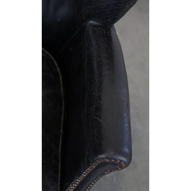 Black Armchair with Reversible Kilim Seat Cushion For Sale - Image 9 of 15