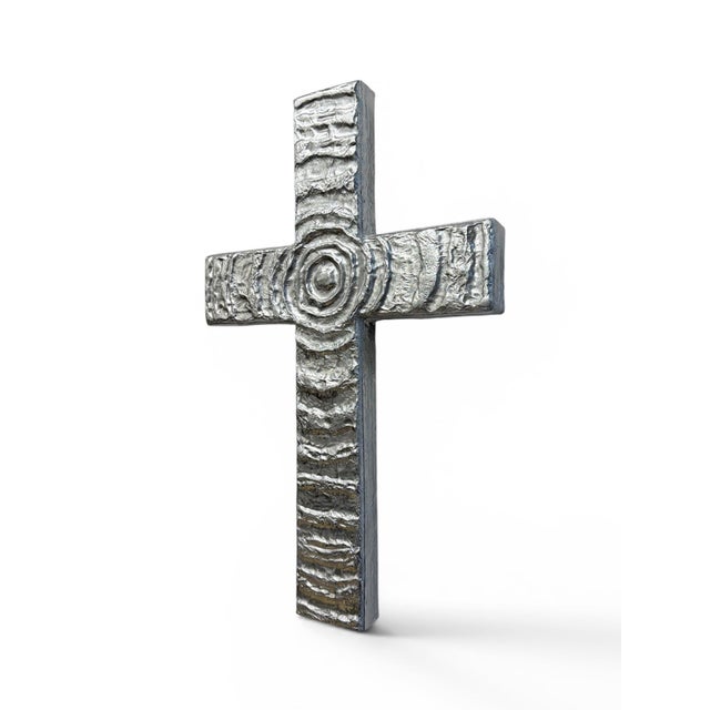 Contemporary Cross No. 3 | Silver Sculptural Wall Cross For Sale - Image 3 of 6
