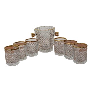 Mid-Century Glassware Barware Set by Bohemia Crystal, 1960s, Set of 7 For Sale