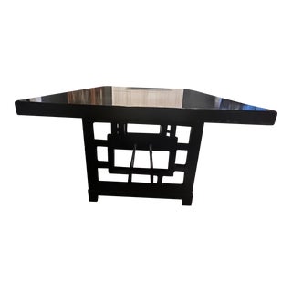 1950s James Mont Style Mid Century Ebonized Chippendale Dining Table For Sale